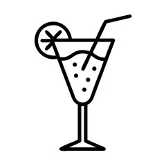 Cocktail Glass with Garnish Icon for Bar Menus, Drink Recipes, Summer Party Invitations, and Beverage Blogs, the concept of refreshment