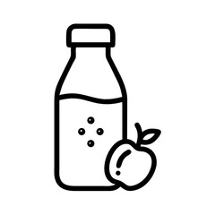Juice Bottle with Apple Outline Style for Healthy Lifestyle Blogs, Vitamin Boost Websites, Fresh Fruit Recipes, and Detox Education