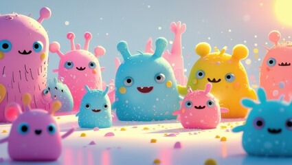 Cute alien creatures group