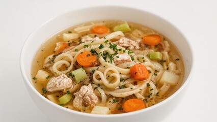 Hearty poultry broth with pasta and fresh carrots