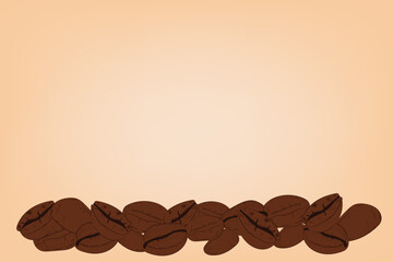 Simple illustration of roasted coffee beans on a warm beige background, ideal for cafe and coffee-related designs.