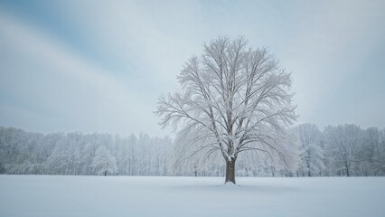 Snow-covered trees under a bright blue sky with winter precipitation