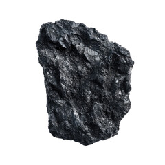 Fototapeta premium Black coal isolated on a white background, top view. A piece of dark black wood-burning charcoal with no shadow or reflections transparent, alpha background png