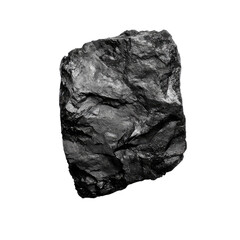 Obraz premium Black coal isolated on a white background, top view. A piece of dark black wood-burning charcoal with no shadow or reflections transparent, alpha background png