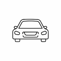 Outline of a simple car from the front view on a white background  