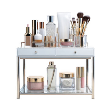 Cosmetic Table on a white and transparent background