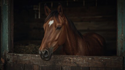 Equine with a heart-shaped blaze on its forehead lingering inside a pub