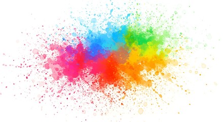 Vibrant Colorful Paint Splash on White Background Abstract Art