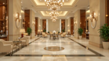 Elegant hotel lobby interior with a soft focus effect for background use