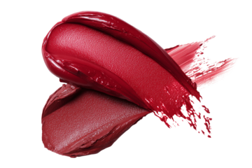 Two shades of red lipstick smears isolated on white background