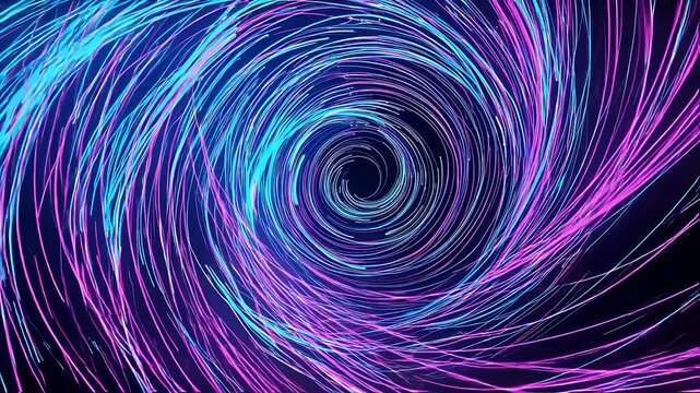 Rotating spiral animation fiber optic lines forming galaxy like pattern high resolution ideal futuristic technology science visuals space