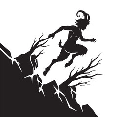 Arcadian Pan digital black silhouette, embodying his unique and appealing features – Pan silhouette – Pan Vector – Silhouette of Pan – Greek god silhouette

