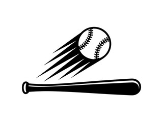 Baseball bat and fast moving ball illustration