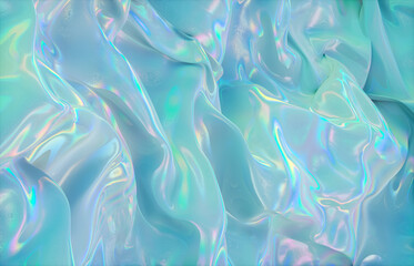 Abstract Background with Holographic Iridescent Satin Fabric in Pastel color – 3d rendering