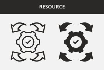 Resource Icon Set Double Style Collection. Contains Outline and Glyph Style Icons. Resource Outline and Glyph Style Icon Collections