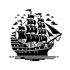 Pirate ship Silhouette , Pirate ship vector