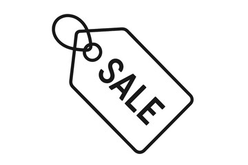 Sale tag vector outline shape. Price tag label, badge and sticker for shopping and retail. Discount, special offer and promotion symbol. Clearance marketing illustration.
