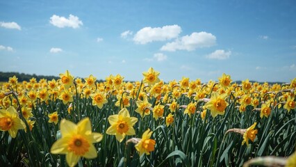 Fototapeta premium Striking orange flowers under a clear blue sky