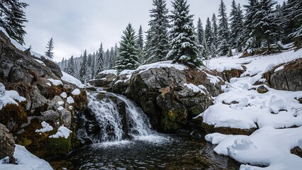 Obraz premium A bubbling creek descending a rocky slope