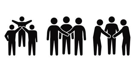 A group of people shaking hands icon vector set