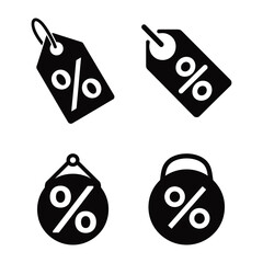 A black and white tag with a percent sign set