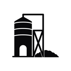A black and white image of a silo icon vector