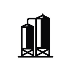 A black and white image of a silo icon vector