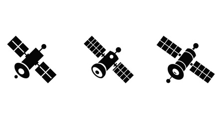 A black satellite with a white background