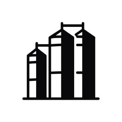 A black and white image of a silo icon vector