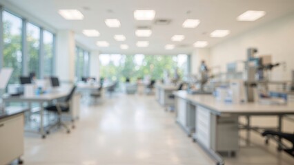Fototapeta premium Out-of-Focus Healthcare Facility Setting with Bright Window and Contemporary Laboratory Design