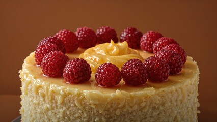 Sweet treat featuring creamy custard and assorted berries on a dark surface