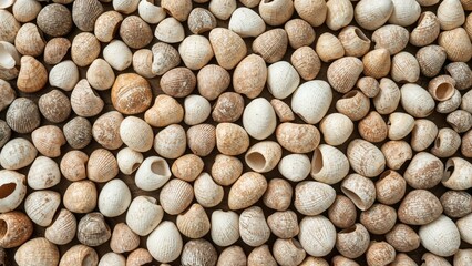 Decorative circle made from an unblemished collection of sea shells