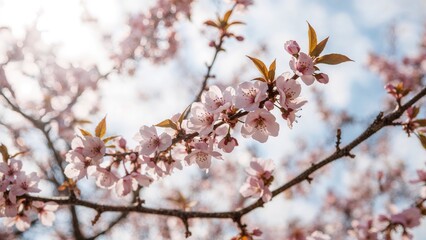 Spring apricot blossoms captured in macro with gentle light and blurred background