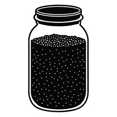 Nutritionist element isolated chia seeds jar on white background