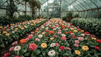 Floral Blooms Inside Glasshouses