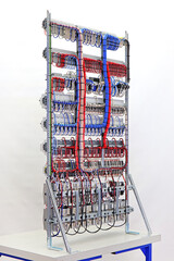 View from the back of the electrical panel. Connection of electronic modules using copper...
