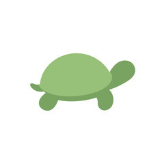 A simple, light green turtle with a rounded shell, depicted in a minimalist, flat design style.