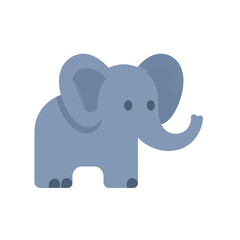 Cute blue-gray cartoon elephant in a minimalist flat design style, standing in profile.