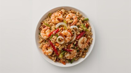 Seafood fried rice with mixed vegetables and spices