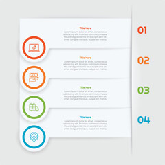 4 Steps Flat Square Infographic Element. Modern and clean design for presentations, reports, and web
