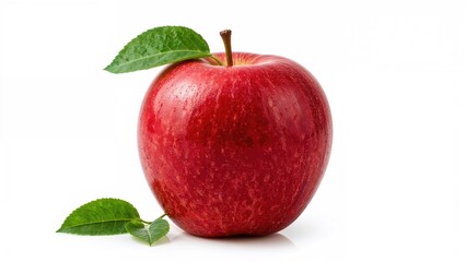 Juicy red apples displayed on a stark white background