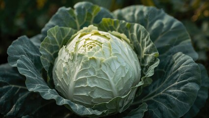 Obraz premium Fresh cabbage plant in natural environment