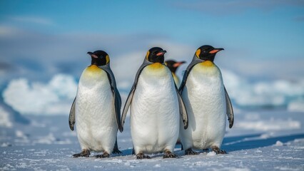 Fototapeta premium A Quartet of Penguins on Ice