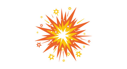 Graphic depiction of bursting star shape in vivid orange and yellow color scheme