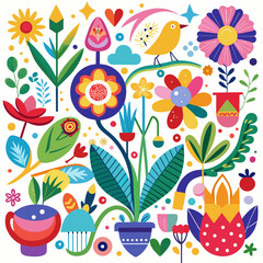 seamless pattern with colorful flowers