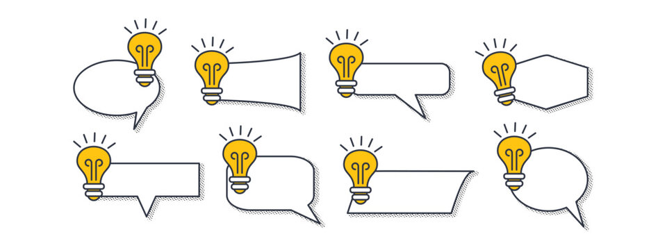 Flat infographic templates with questions, answers, and knowledge tips for modern social media, banners, or business communication. Isolated elements in white for text, idea, or learning design.