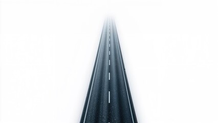 Elevated highway featuring a smooth, vacant asphalt lane. Cutout path set against a white background.