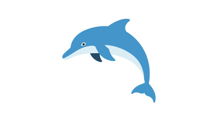 Fototapeta premium A Cheerful Blue Dolphin Leaps Upward with Joy on a Plain White Canvas creating a dynamic aquatic image showing underwater fauna ready for child