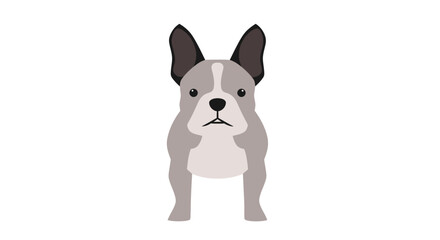 Fototapeta premium Stylized illustration of a French Bulldog on a white background emphasizing simplicity and aesthetic appeal in design