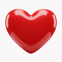  3D Heart Icon in Red with Glossy Surface